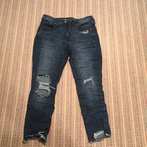 Dark wash distressed jeans
